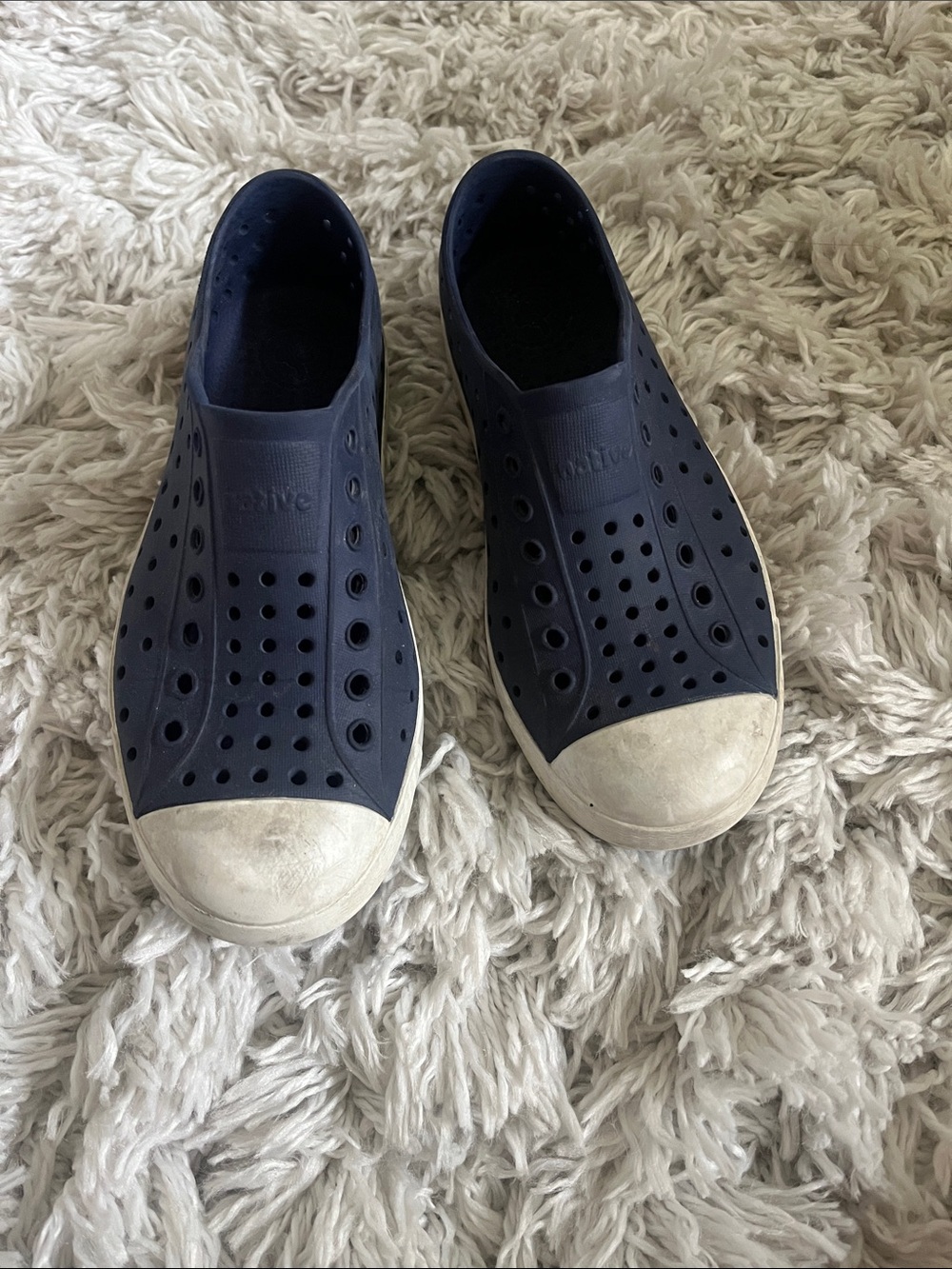 Native Kids Navy Blue Water Shoes with White Toe Cap